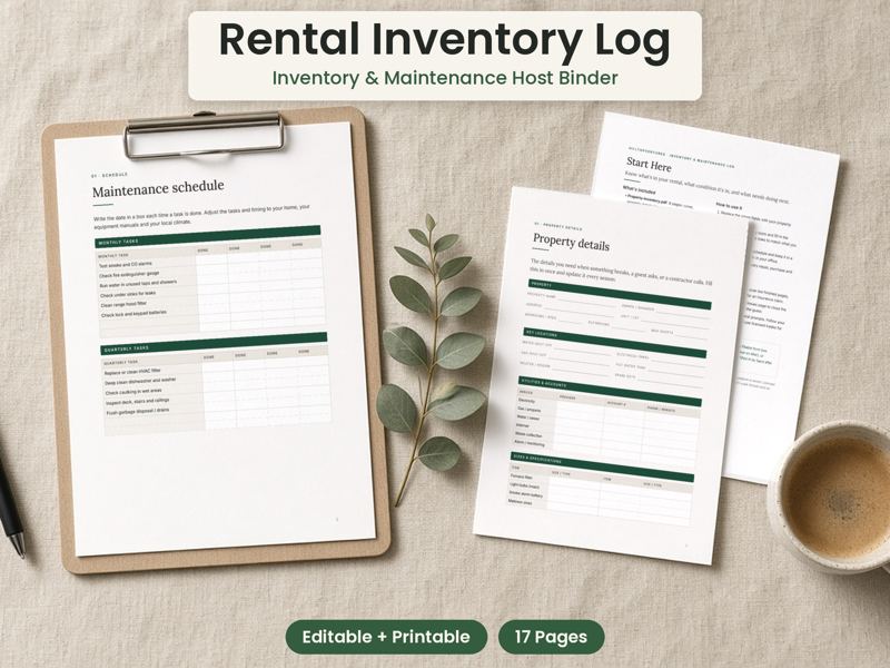 Vacation Rental Inventory & Maintenance Log cover