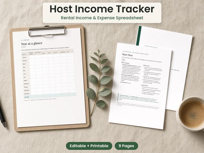 Short Term Rental Host Income Expense Tracker cover